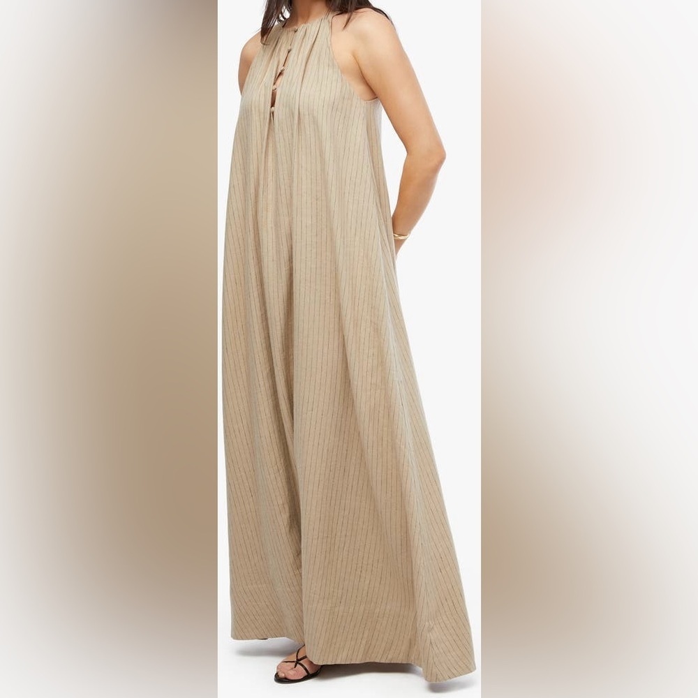 Weworewhat | Stripe Linen Blend A-Line Maxi Dress